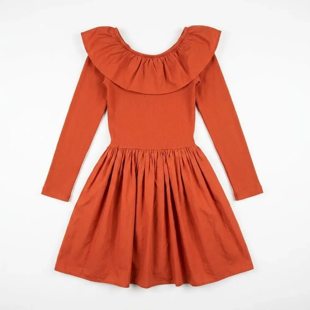 Molo Orange Ruffle Dress Girls Size 5